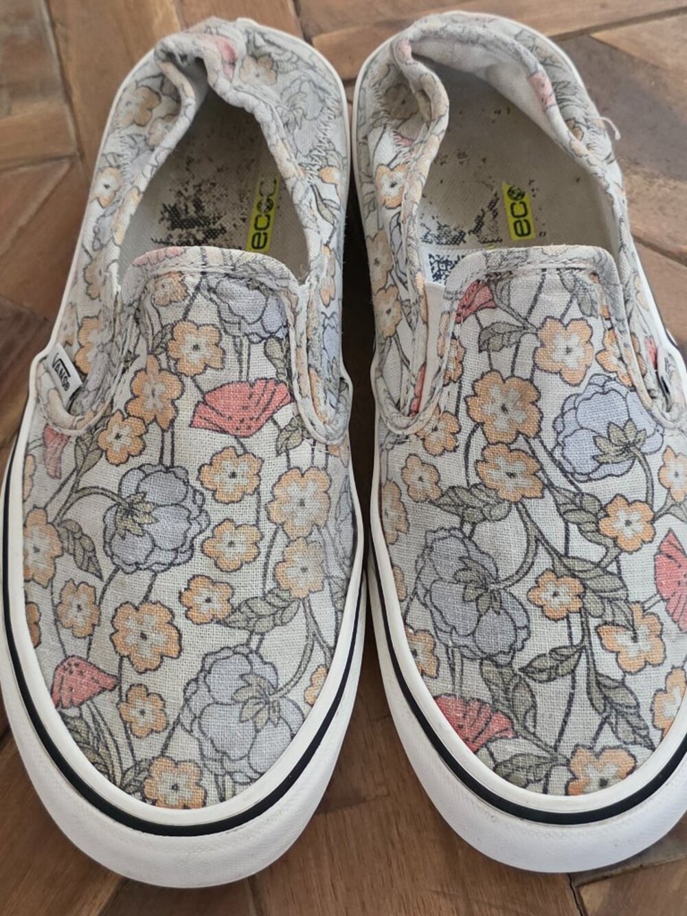 Women's boho floral slip on Vans, 7.5